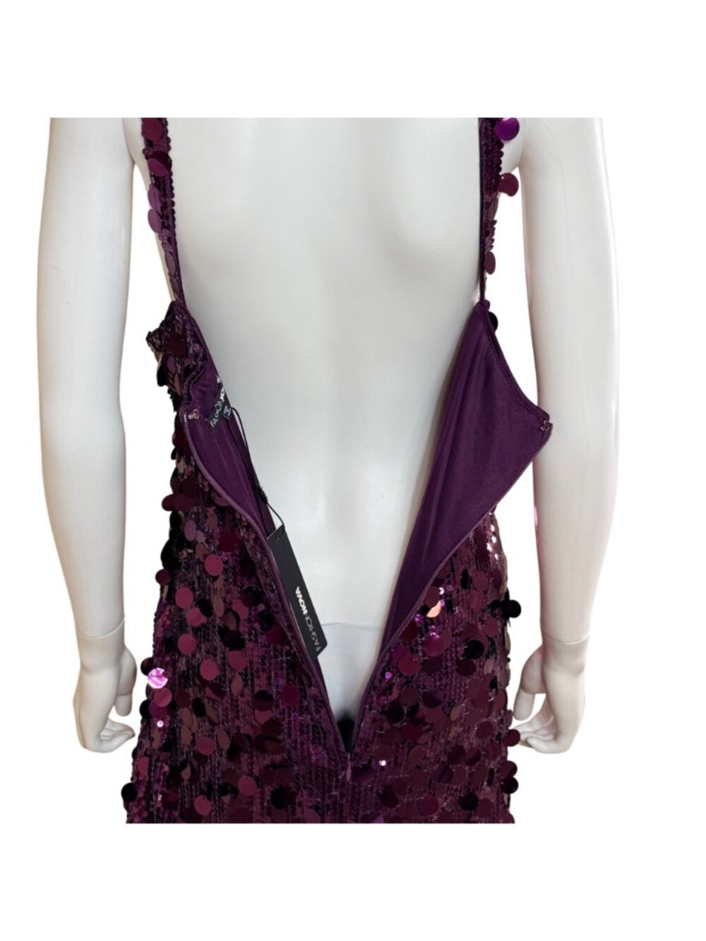Fashion Nova Womens Maxi Dress Plum 3X Polyester Sequin Fully Lined Formal - Picture 3 of 15